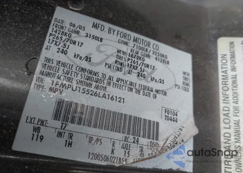 2006 Ford Expedition Xlt/Xlt Sport from USA, damaged, VIN 1FMPU15526LA16121